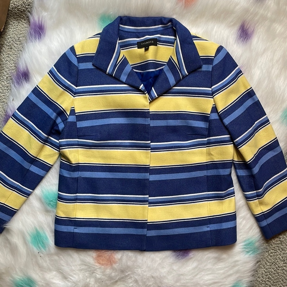 Talbots Blue and Yellow Striped Blazer